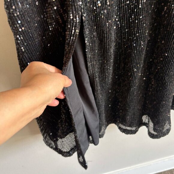 Lorane Women Sparkling Glittery Effect Sequin Back Zip Skirt Black Size Medium - Picture 6 of 9